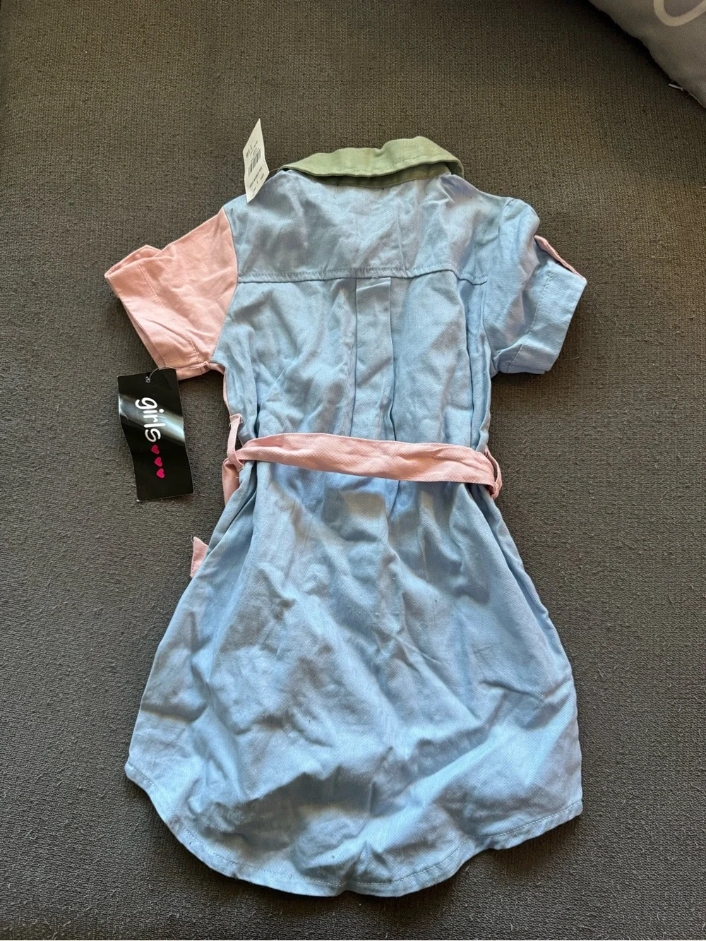Kids' Two-Tone Pastel Shirt Dress - Blue & Pink